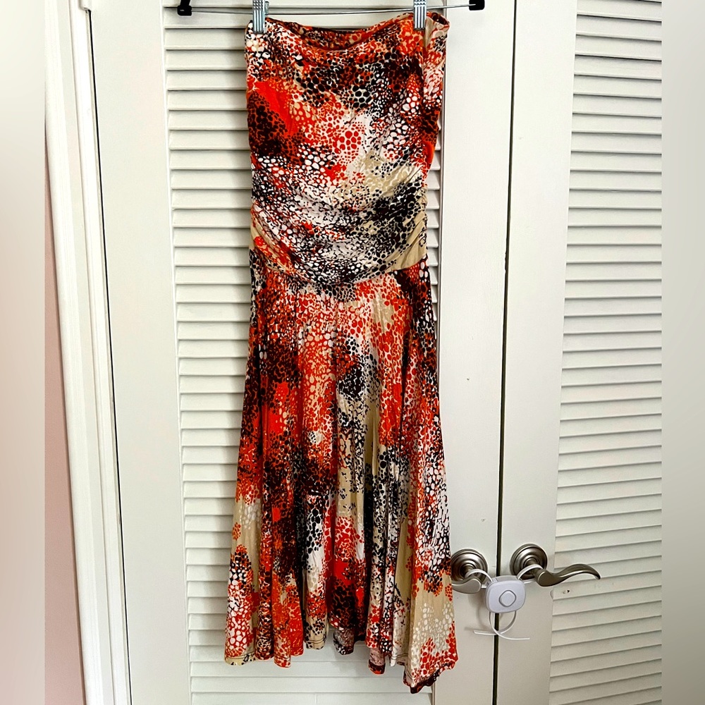 Strapless ruched midi dress
